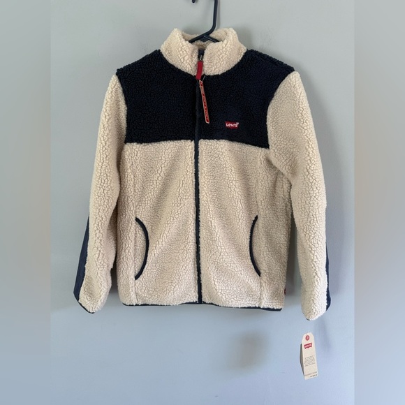 Levi’s Colorblock Sherpa Jacket Big Boys Sz L 12-13 yrs NWT full zip pockets - Picture 2 of 16